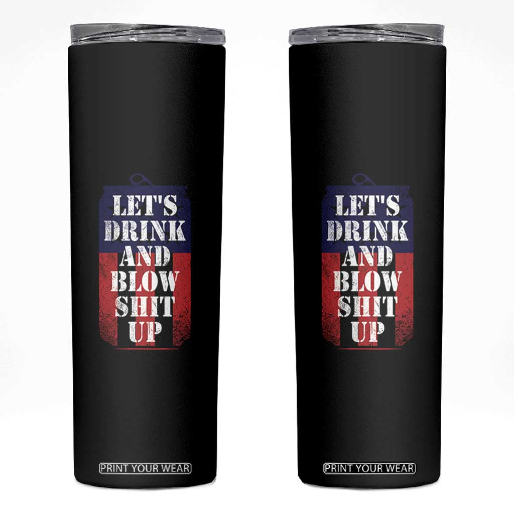 Funny Beer American Flag 4th of July Skinny Tumbler Merica Drinking USA TS10 Black Print Your Wear