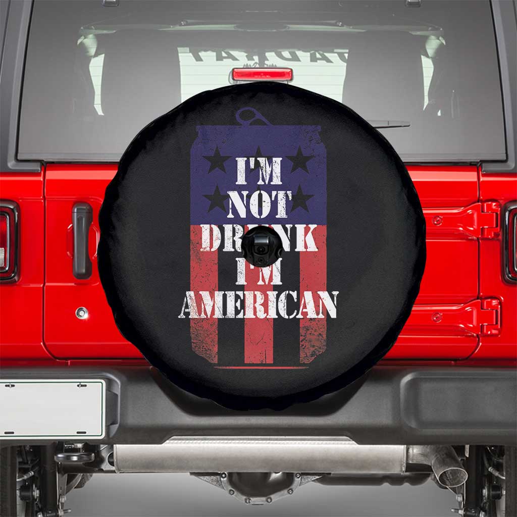 Funny Beer American Flag 4th of July Spare Tire Cover Not Drunk I am American Merica USA TS10 Black Print Your Wear