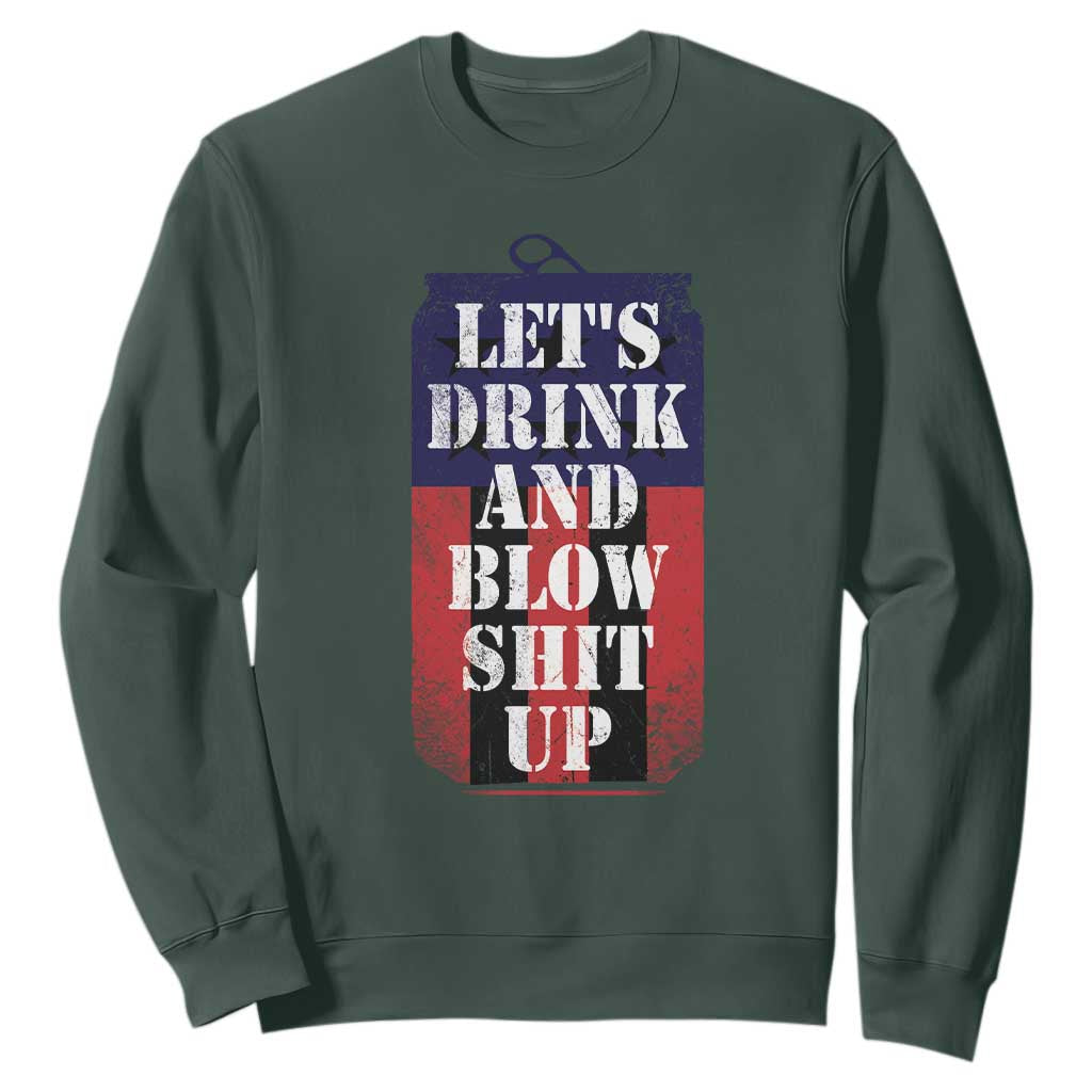 Funny Beer American Flag 4th of July Sweatshirt Merica Drinking USA TS10 Dark Forest Green Print Your Wear