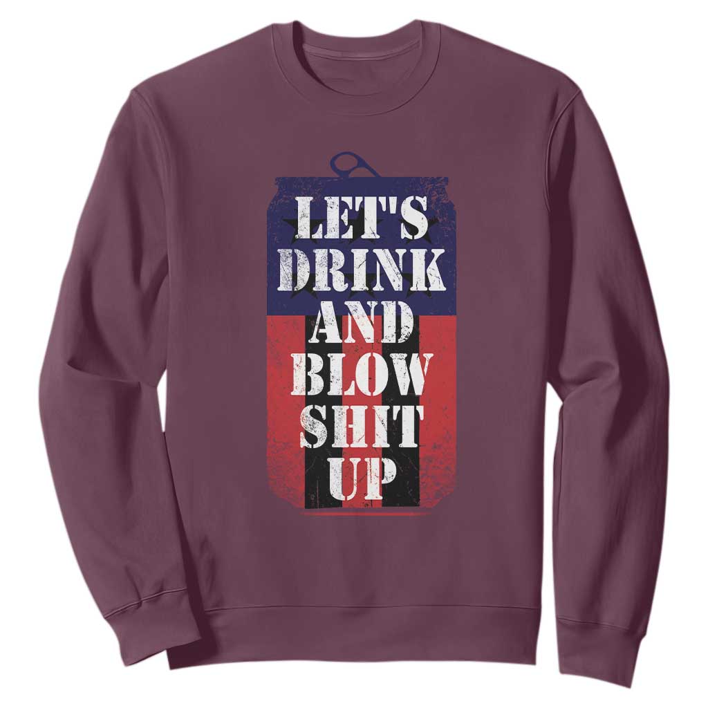 Funny Beer American Flag 4th of July Sweatshirt Merica Drinking USA TS10 Maroon Print Your Wear