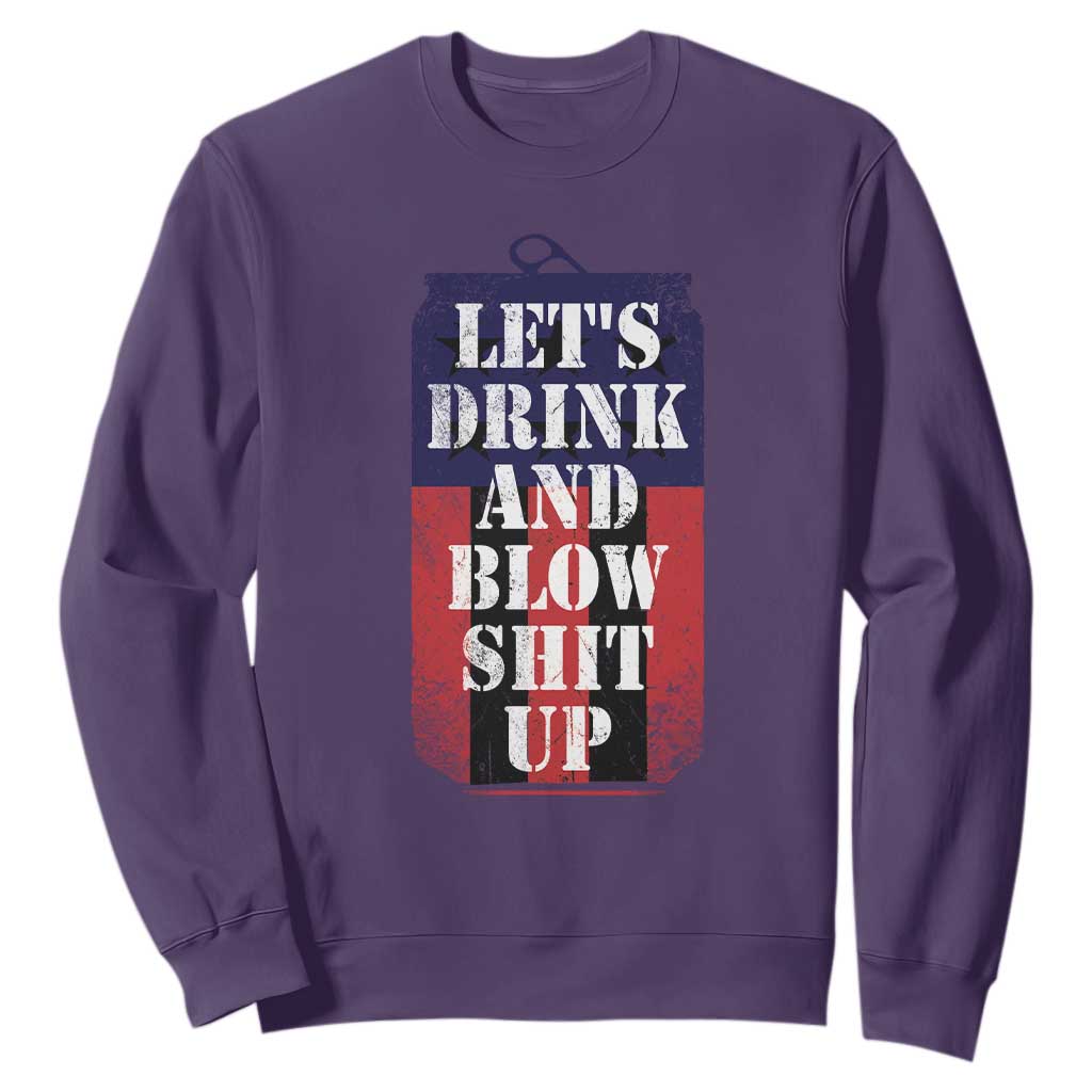 Funny Beer American Flag 4th of July Sweatshirt Merica Drinking USA TS10 Purple Print Your Wear