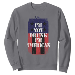 Funny Beer American Flag 4th of July Sweatshirt Not Drunk I am American Merica USA TS10 Charcoal Print Your Wear