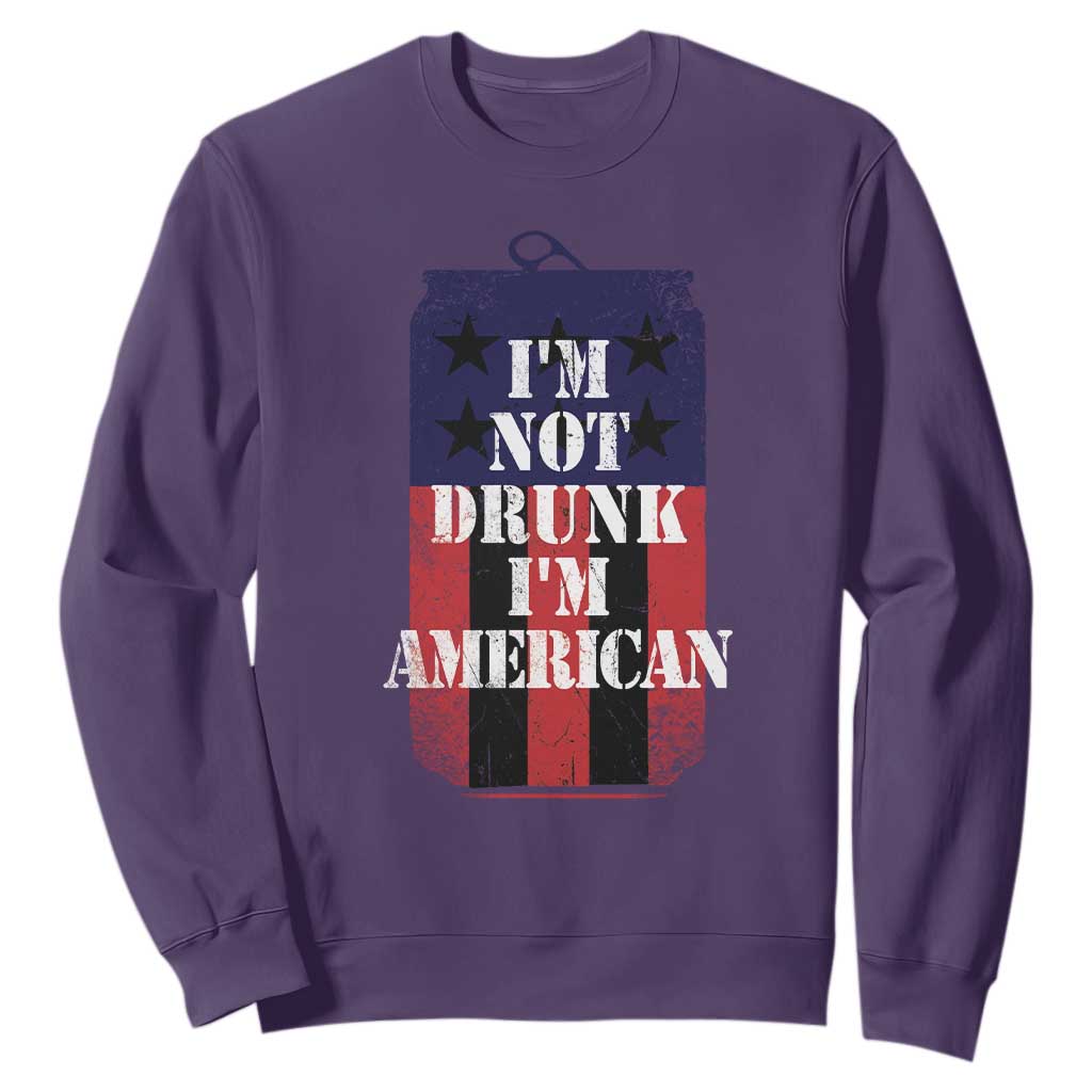 Funny Beer American Flag 4th of July Sweatshirt Not Drunk I am American Merica USA TS10 Purple Print Your Wear