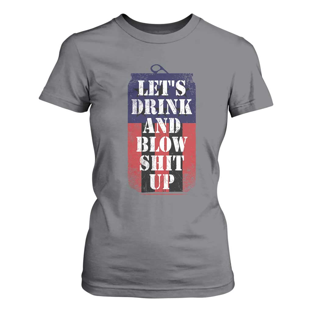 Funny Beer American Flag 4th of July T Shirt For Women Merica Drinking USA TS10 Charcoal Print Your Wear