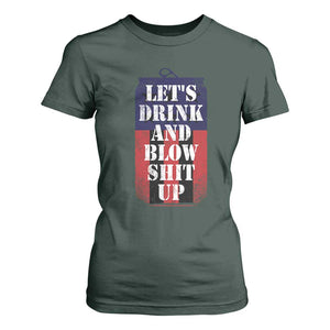 Funny Beer American Flag 4th of July T Shirt For Women Merica Drinking USA TS10 Dark Forest Green Print Your Wear