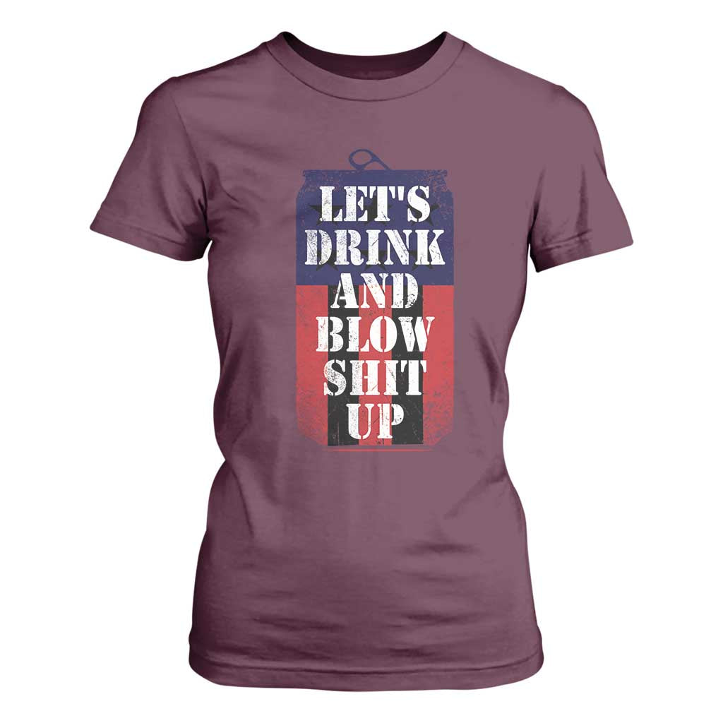 Funny Beer American Flag 4th of July T Shirt For Women Merica Drinking USA TS10 Maroon Print Your Wear