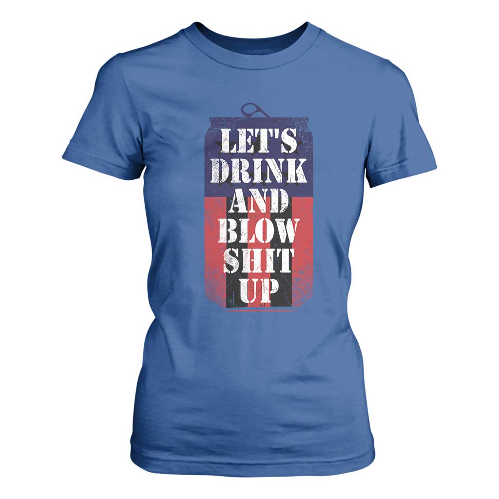Funny Beer American Flag 4th of July T Shirt For Women Merica Drinking USA TS10 Royal Blue Print Your Wear