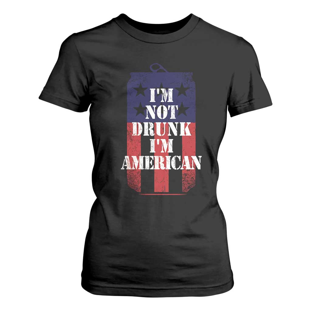 Funny Beer American Flag 4th of July T Shirt For Women Not Drunk I am American Merica USA TS10 Black Print Your Wear
