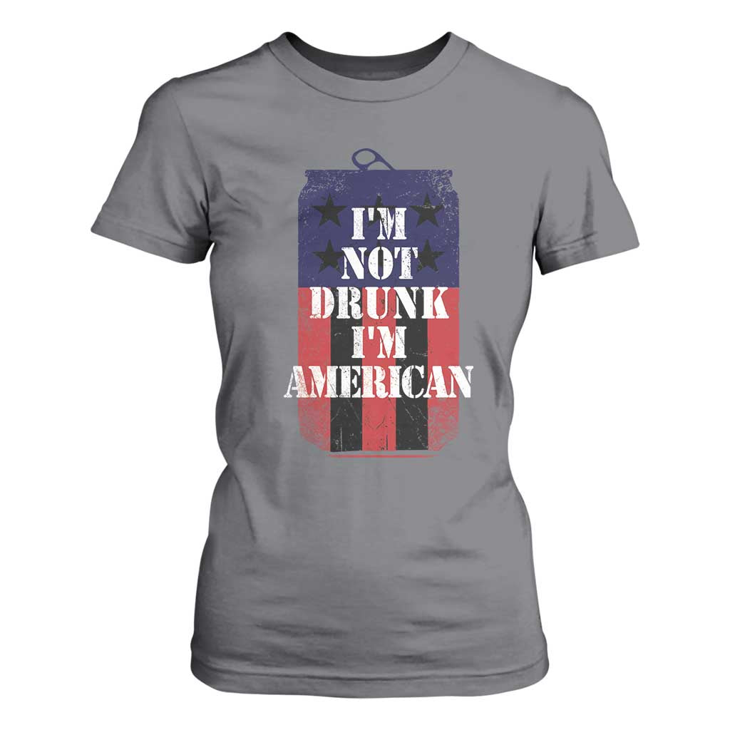 Funny Beer American Flag 4th of July T Shirt For Women Not Drunk I am American Merica USA TS10 Charcoal Print Your Wear