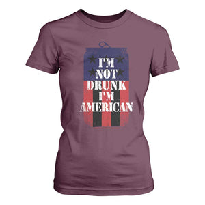 Funny Beer American Flag 4th of July T Shirt For Women Not Drunk I am American Merica USA TS10 Maroon Print Your Wear