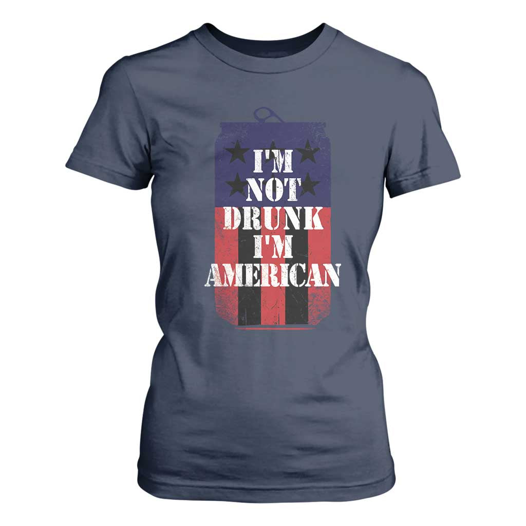 Funny Beer American Flag 4th of July T Shirt For Women Not Drunk I am American Merica USA TS10 Navy Print Your Wear