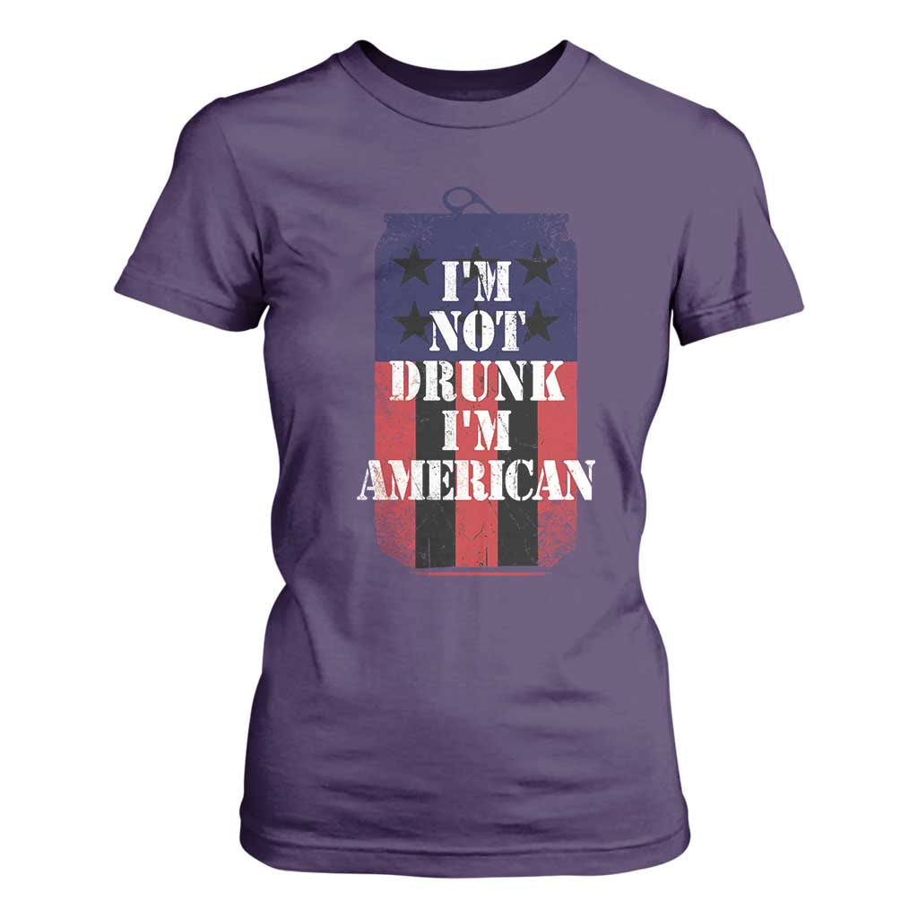 Funny Beer American Flag 4th of July T Shirt For Women Not Drunk I am American Merica USA TS10 Purple Print Your Wear