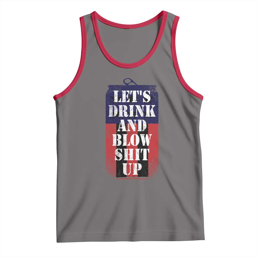 Funny Beer American Flag 4th of July Tank Top Merica Drinking USA TS10 Deep Heather Red Print Your Wear