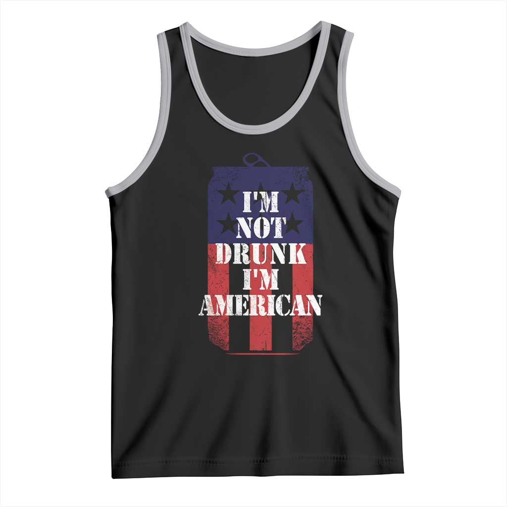 Funny Beer American Flag 4th of July Tank Top Not Drunk I am American Merica USA TS10 Black Athletic Heather Print Your Wear