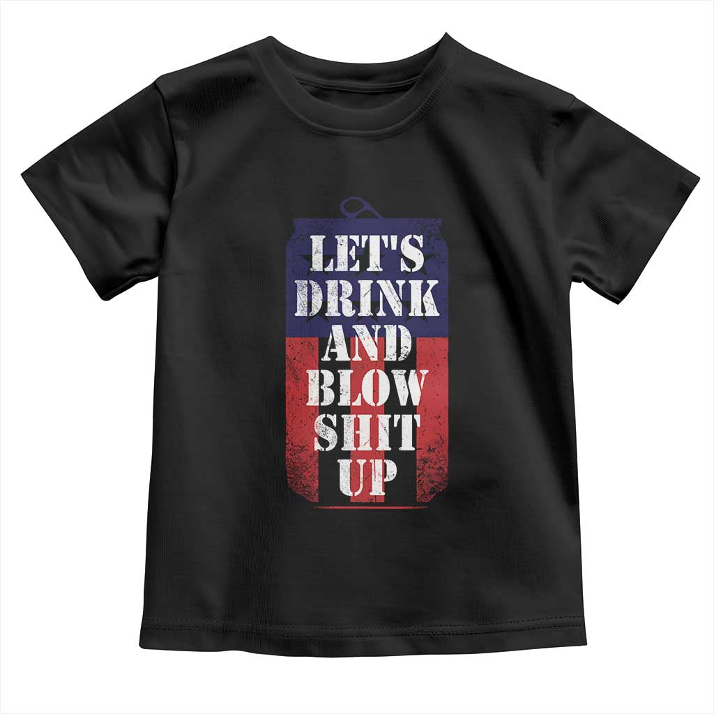Funny Beer American Flag 4th of July Toddler T Shirt Merica Drinking USA TS10 Black Print Your Wear