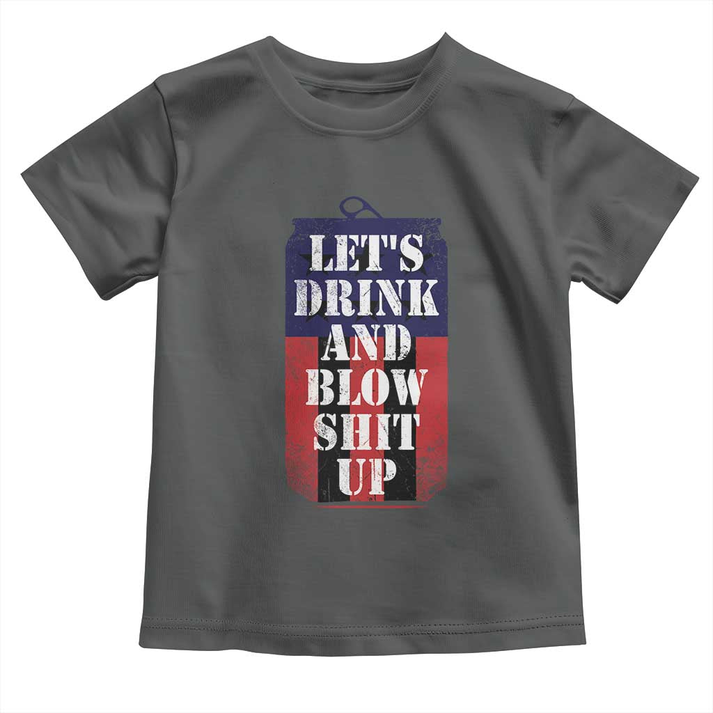 Funny Beer American Flag 4th of July Toddler T Shirt Merica Drinking USA TS10 Dark Heather Print Your Wear
