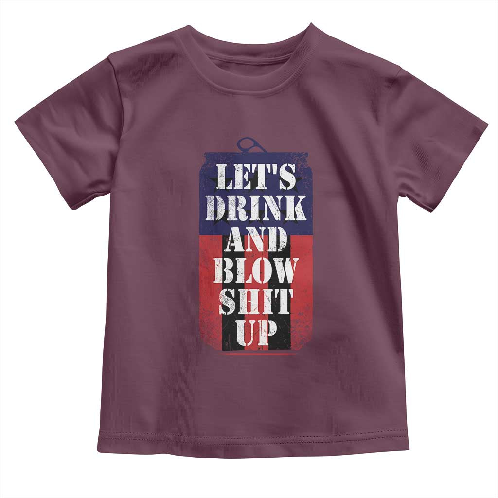 Funny Beer American Flag 4th of July Toddler T Shirt Merica Drinking USA TS10 Maroon Print Your Wear