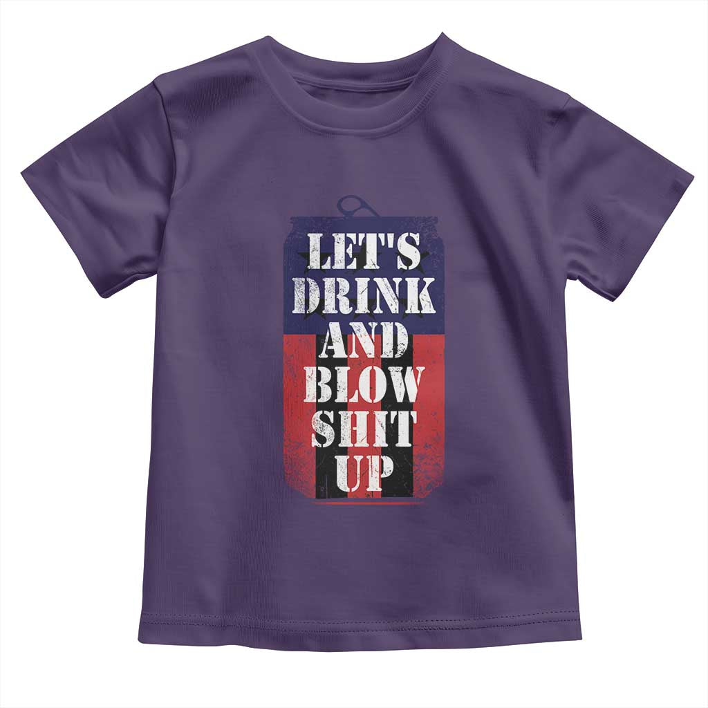 Funny Beer American Flag 4th of July Toddler T Shirt Merica Drinking USA TS10 Purple Print Your Wear