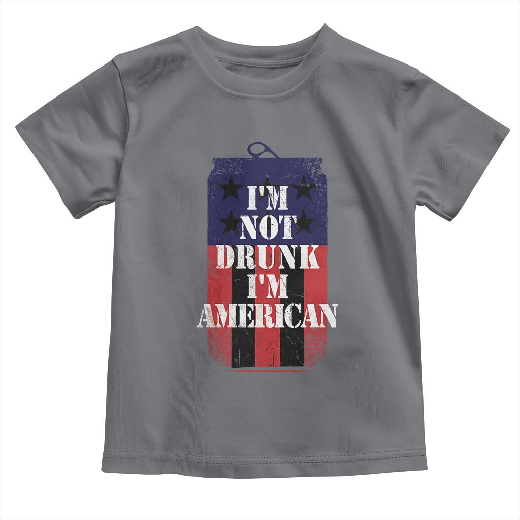 Funny Beer American Flag 4th of July Toddler T Shirt Not Drunk I am American Merica USA TS10 Charcoal Print Your Wear