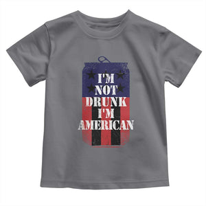 Funny Beer American Flag 4th of July Toddler T Shirt Not Drunk I am American Merica USA TS10 Charcoal Print Your Wear