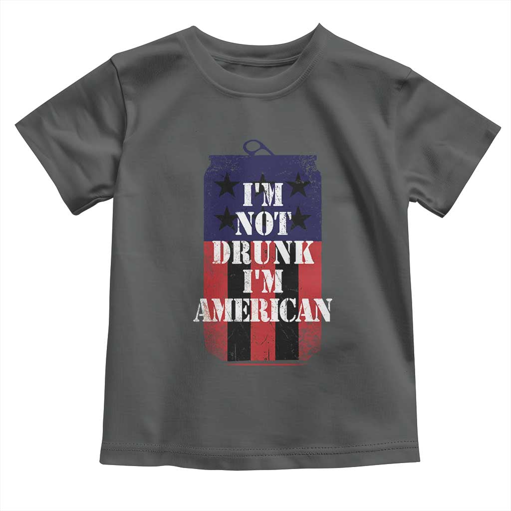 Funny Beer American Flag 4th of July Toddler T Shirt Not Drunk I am American Merica USA TS10 Dark Heather Print Your Wear