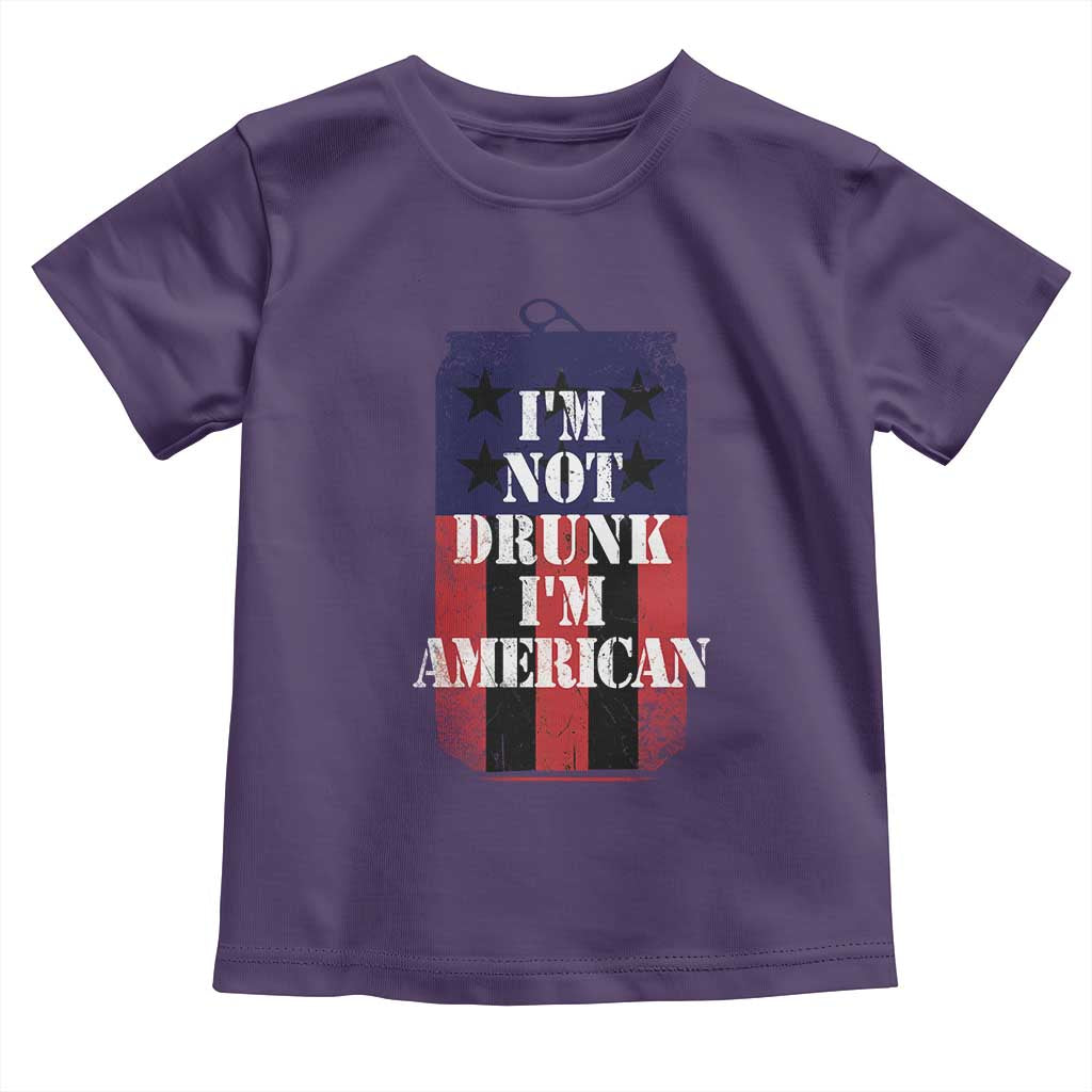 Funny Beer American Flag 4th of July Toddler T Shirt Not Drunk I am American Merica USA TS10 Purple Print Your Wear