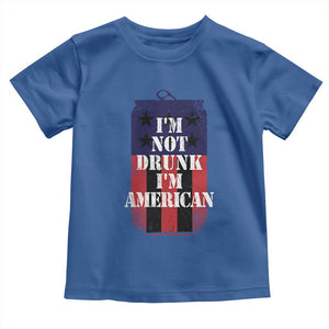 Funny Beer American Flag 4th of July Toddler T Shirt Not Drunk I am American Merica USA TS10 Royal Blue Print Your Wear