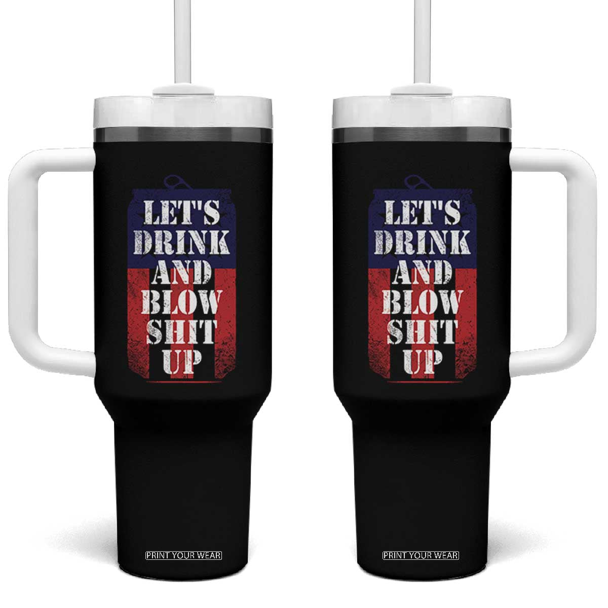 Funny Beer American Flag 4th of July Tumbler With Handle Merica Drinking USA TS10 One Size: 40 oz Black Print Your Wear