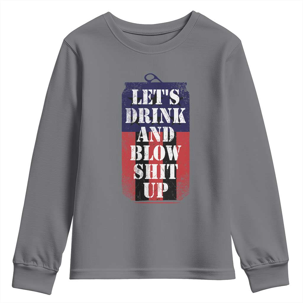 Funny Beer American Flag 4th of July Youth Sweatshirt Merica Drinking USA TS10 Charcoal Print Your Wear