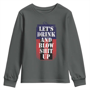 Funny Beer American Flag 4th of July Youth Sweatshirt Merica Drinking USA TS10 Dark Heather Print Your Wear