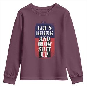 Funny Beer American Flag 4th of July Youth Sweatshirt Merica Drinking USA TS10 Maroon Print Your Wear