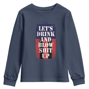 Funny Beer American Flag 4th of July Youth Sweatshirt Merica Drinking USA TS10 Navy Print Your Wear
