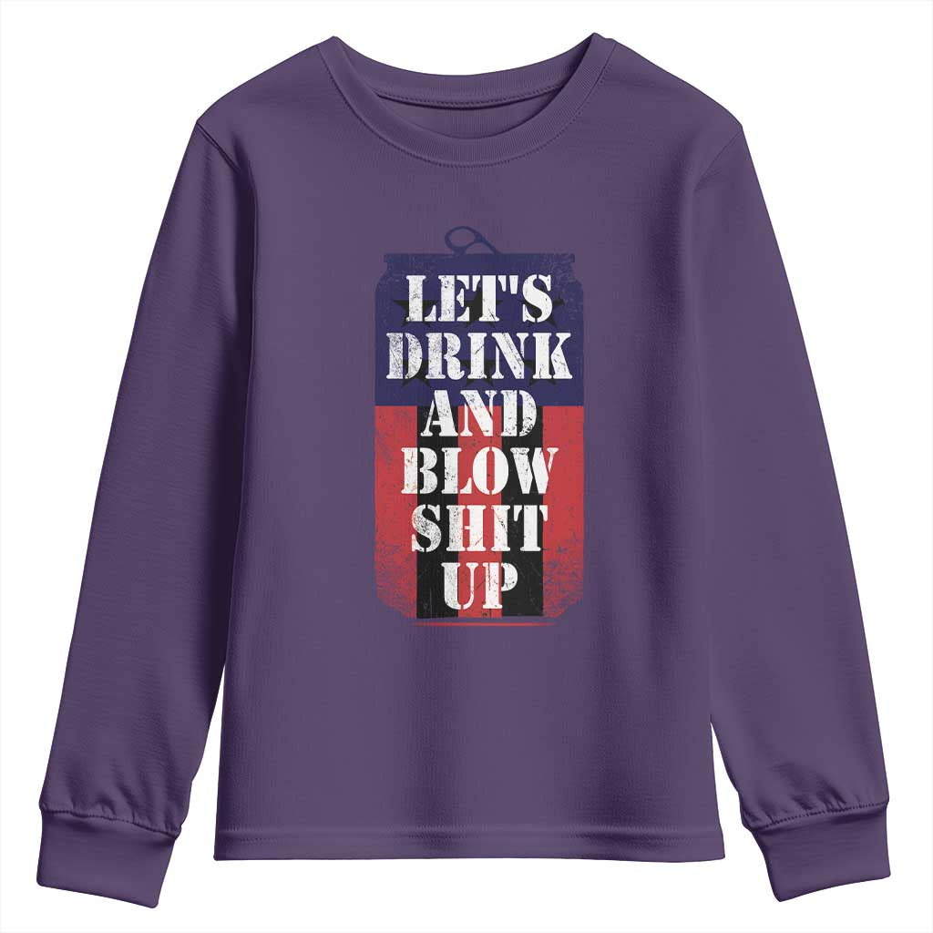 Funny Beer American Flag 4th of July Youth Sweatshirt Merica Drinking USA TS10 Purple Print Your Wear