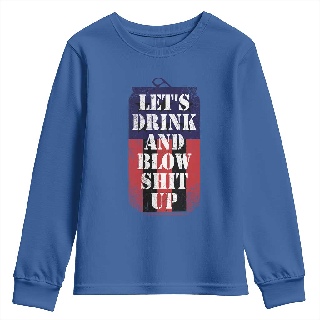 Funny Beer American Flag 4th of July Youth Sweatshirt Merica Drinking USA TS10 Royal Blue Print Your Wear