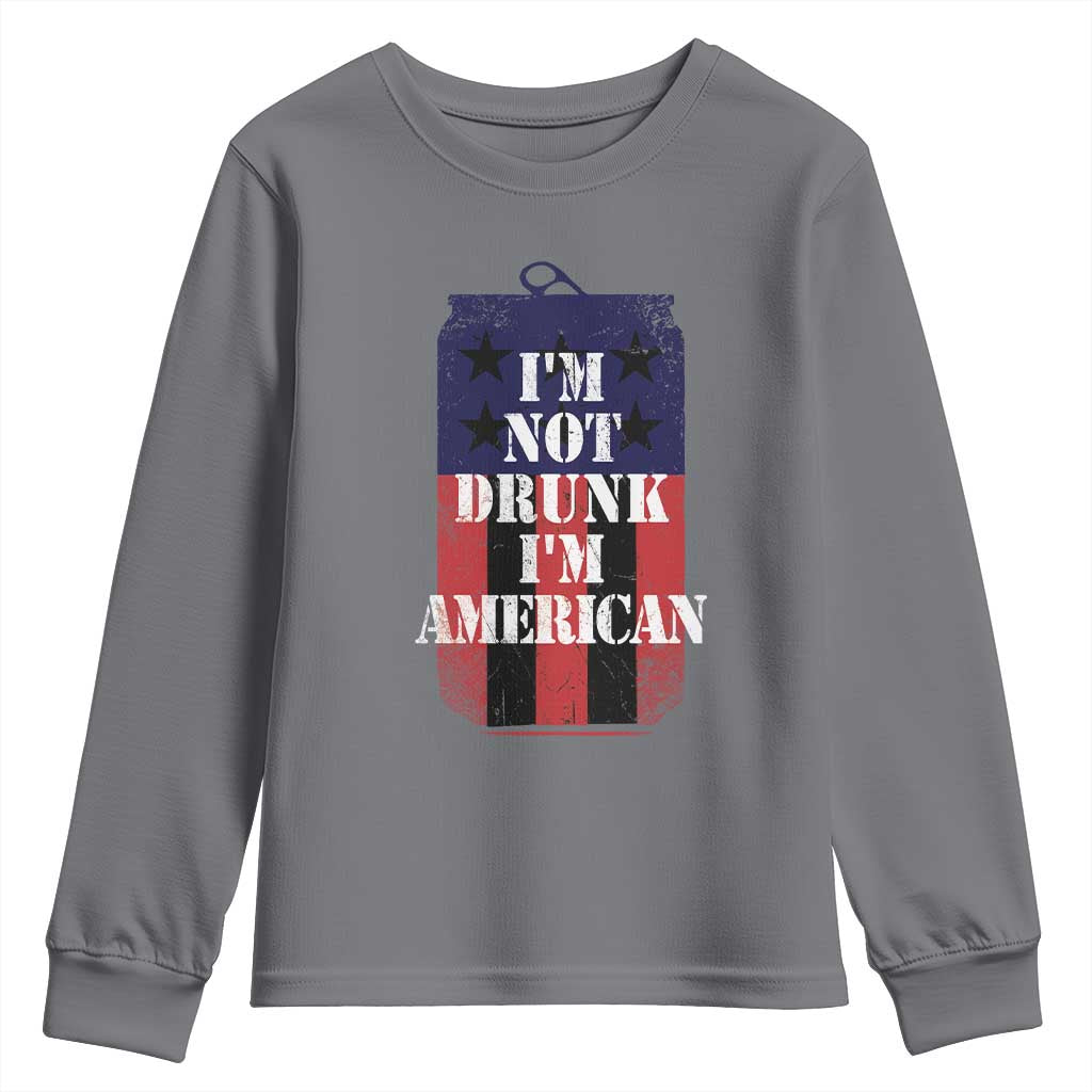 Funny Beer American Flag 4th of July Youth Sweatshirt Not Drunk I am American Merica USA TS10 Charcoal Print Your Wear