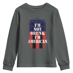 Funny Beer American Flag 4th of July Youth Sweatshirt Not Drunk I am American Merica USA TS10 Dark Heather Print Your Wear