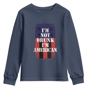 Funny Beer American Flag 4th of July Youth Sweatshirt Not Drunk I am American Merica USA TS10 Navy Print Your Wear