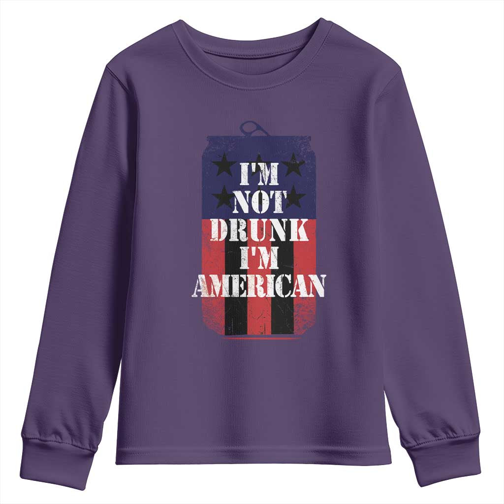 Funny Beer American Flag 4th of July Youth Sweatshirt Not Drunk I am American Merica USA TS10 Purple Print Your Wear