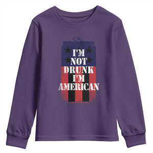 Funny Beer American Flag 4th of July Youth Sweatshirt Not Drunk I am American Merica USA TS10 Purple Print Your Wear