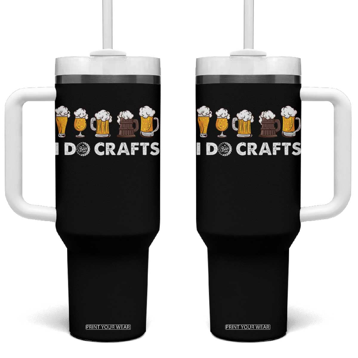 Funny Beer Tumbler With Handle I Do Crafts Vintage Beer Brewing TS11 One Size: 40 oz Black Print Your Wear