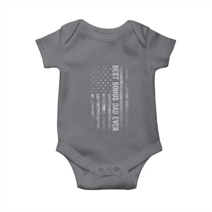 Funny Best Bonus Dad Ever Baby Onesie Fathers Day American Flag TS11 Charcoal Print Your Wear