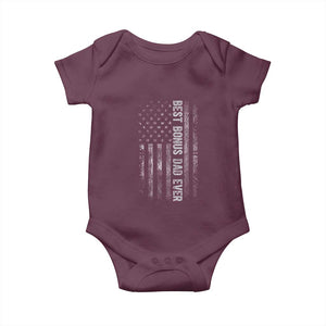 Funny Best Bonus Dad Ever Baby Onesie Fathers Day American Flag TS11 Maroon Print Your Wear