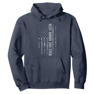 Funny Best Bonus Dad Ever Hoodie Fathers Day American Flag TS11 Navy Print Your Wear