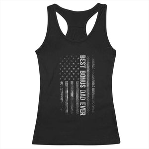 Funny Best Bonus Dad Ever Racerback Tank Top Fathers Day American Flag TS11 Black Print Your Wear