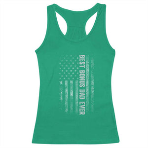 Funny Best Bonus Dad Ever Racerback Tank Top Fathers Day American Flag TS11 Irish Green Print Your Wear