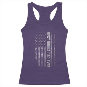 Funny Best Bonus Dad Ever Racerback Tank Top Fathers Day American Flag TS11 Purple Print Your Wear