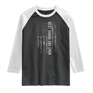 Funny Best Bonus Dad Ever Raglan Shirt Fathers Day American Flag TS11 Black White Print Your Wear