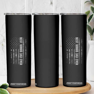 Funny Best Bonus Dad Ever Skinny Tumbler Fathers Day American Flag TS11 Print Your Wear