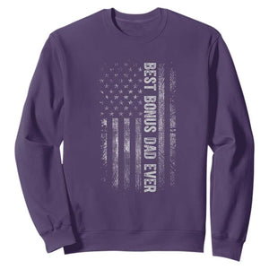 Funny Best Bonus Dad Ever Sweatshirt Fathers Day American Flag TS11 Purple Print Your Wear