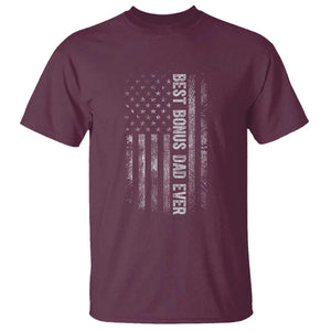 Funny Best Bonus Dad Ever T Shirt Fathers Day American Flag TS11 Maroon Print Your Wear